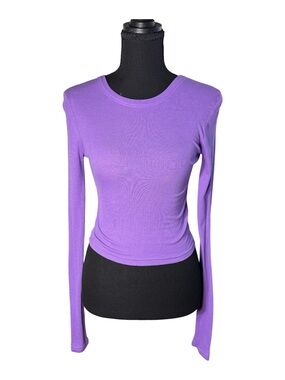 BP. Nordstrom Purple Ribbed Long Sleeve Crop Top Size Small